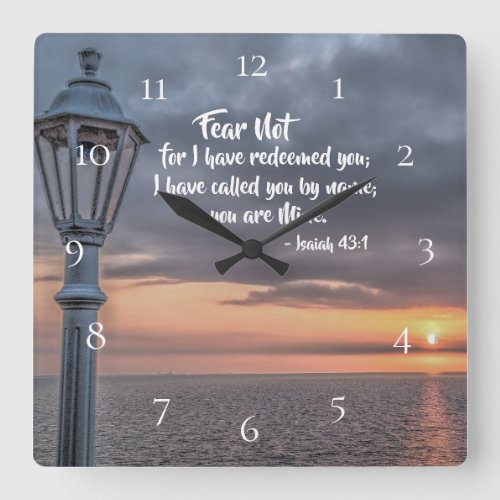 Isaiah 431 Fear not for I have redeemed you Bible Square Wall Clock