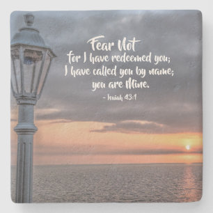 Isaiah 43:1 Fear not for I have redeemed you Bible Stone Coaster