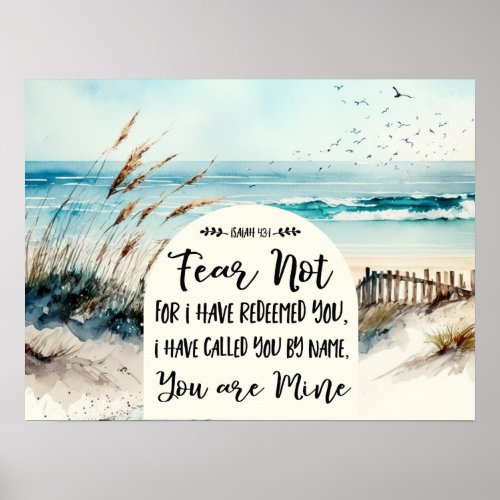 Isaiah 431 Fear not for I have redeemed you Ocean Poster