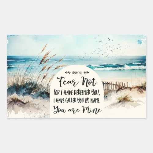 Isaiah 431 Fear not for I have redeemed you Ocean Rectangular Sticker