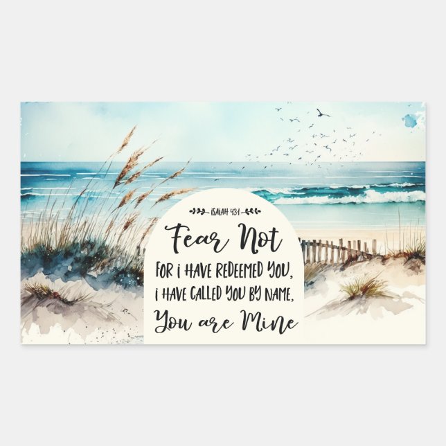 Isaiah 43:1 Fear not for I have redeemed you Ocean Rectangular Sticker (Front)
