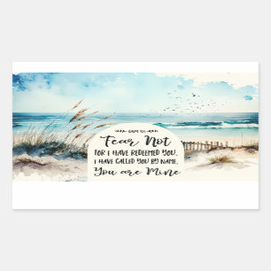 Isaiah 43:1 Fear not for I have redeemed you Ocean Rectangular Sticker