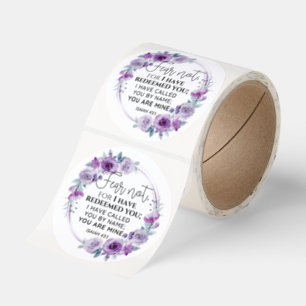 Isaiah 43:1 Fear not I have Redeemed you Floral Classic Round Sticker
