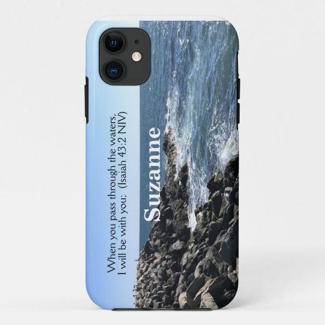 Isaiah 43:2 I Will Be With You Photo of Ocean Case-Mate iPhone Case (Back)