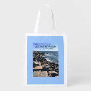 Isaiah 43:2 I Will Be With You Photo of Ocean Grocery Bag