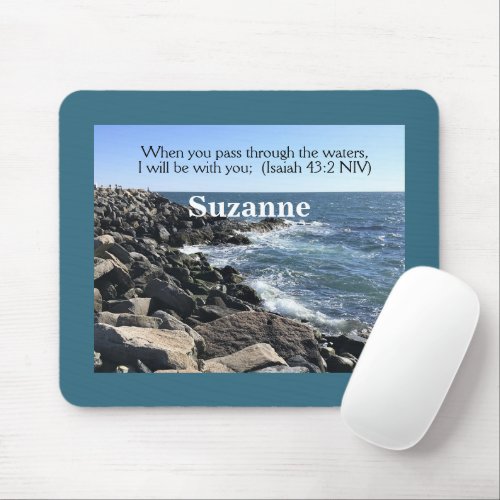 Isaiah 432 I Will Be With You Photo of Ocean Mouse Pad