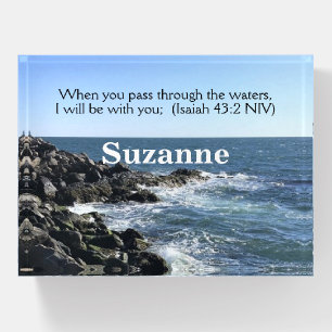 Isaiah 43:2 I Will Be With You Photo of Ocean Paperweight