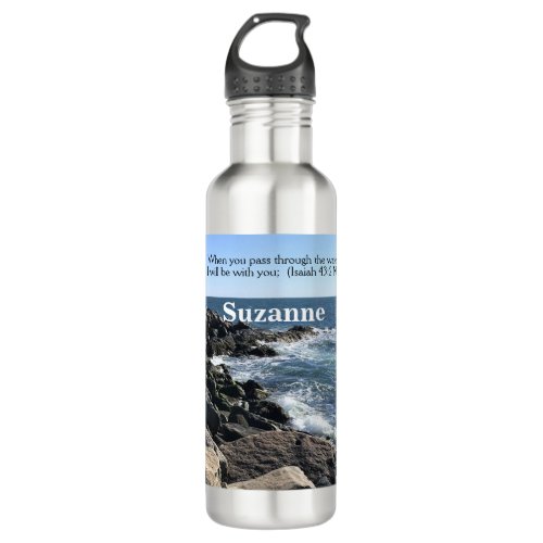 Isaiah 432 I Will Be With You Photo of Ocean Stainless Steel Water Bottle