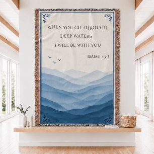Isaiah 43:2 Scripture Woven Throw Blanket 
