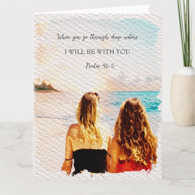 Isaiah 43 2 Watercolor Mother Daughter Sea View  Thank You Card (Front)
