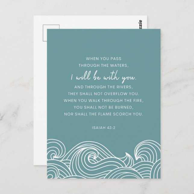 Isaiah 43:2 When you pass through the waters Postcard (Front/Back)