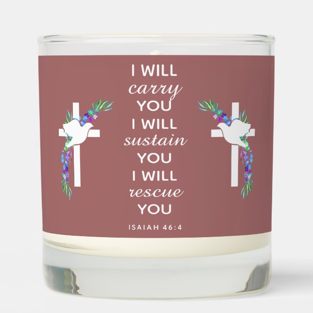 Isaiah 46:4 Cross Faith Scented Candle (Front)