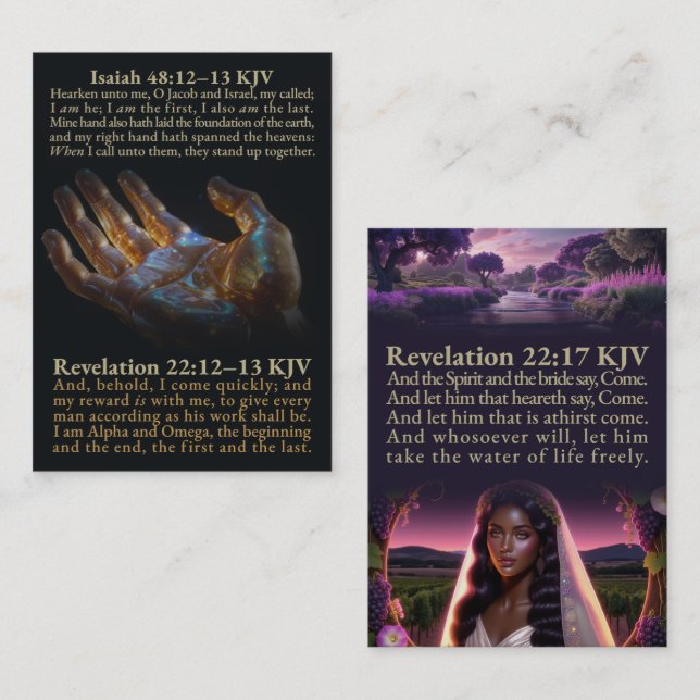 Isaiah 48:12-13, and Revelation 22:12-13, 17 KJV Business Card (Front/Back)