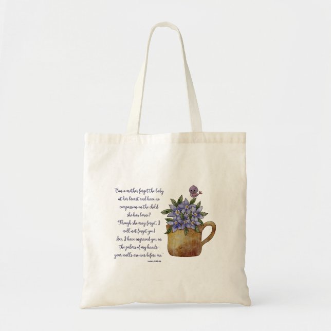 Isaiah 49 Bible Scripture Verse Forget Me Nots Tote Bag (Front)