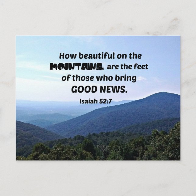 Isaiah 52:7 How beautiful on the mountains are Postcard (Front)