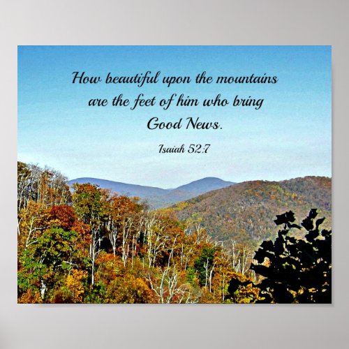 Isaiah 527 How beautiful upon the mountains Poster