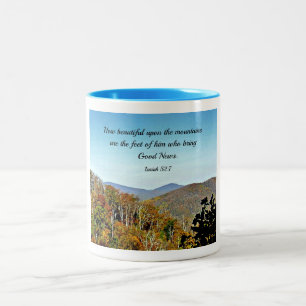 Isaiah 52:7 How beautiful upon the mountains.... Two-Tone Coffee Mug