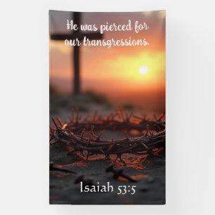 Isaiah 53:5 Scripture Art with Crown of Thorns  Banner