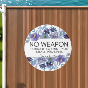 Isaiah 54:17 No Weapon Christian Scripture Floral Outdoor Rug