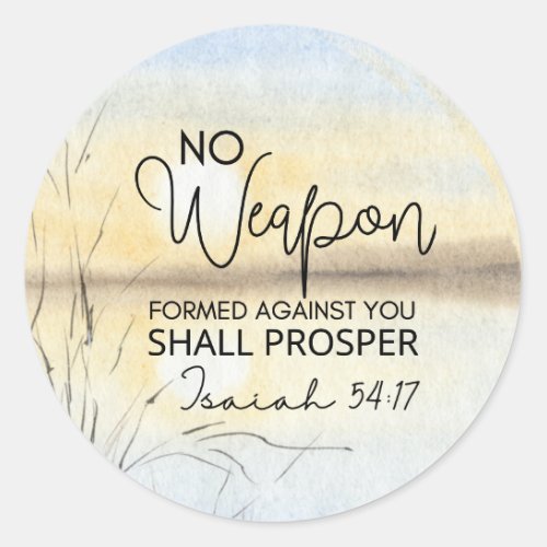 Isaiah 54 17 No weapon formed against you Bible Classic Round Sticker