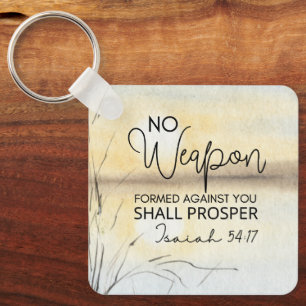 Isaiah 54 17 No weapon formed against you Bible Keychain