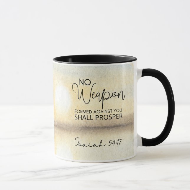 Isaiah 54 17 No weapon formed against you Bible Mug (Right)