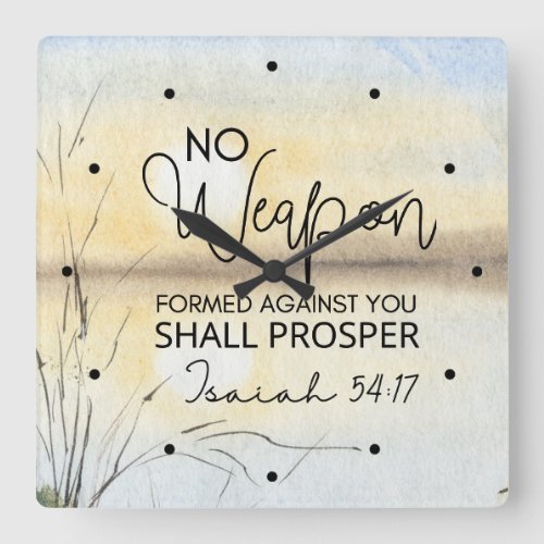 Isaiah 54 17 No weapon formed against you Bible Square Wall Clock