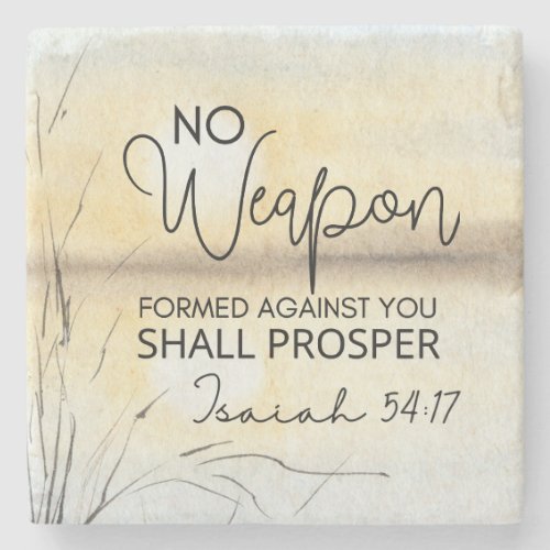 Isaiah 54 17 No weapon formed against you Bible  Stone Coaster