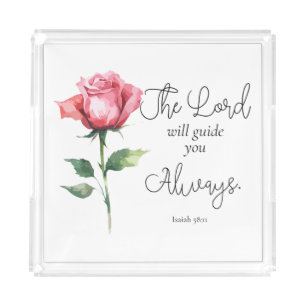 Isaiah 58:11 Flower Graduation Bible Verse Acrylic Tray