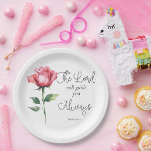 Isaiah 58:11 Flower Graduation Bible Verse Paper Plates