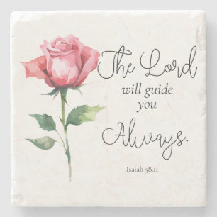 Isaiah 58:11 Flower Graduation Bible Verse Stone Coaster