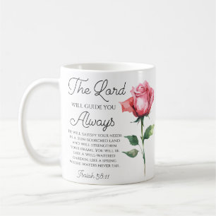 Isaiah 58:11 Single Rose Bible Scripture Coffee Mug