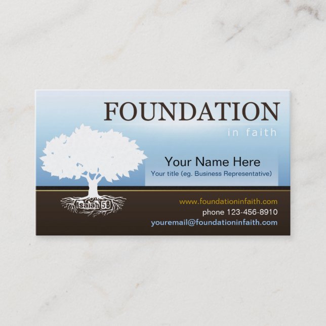 Isaiah 58 Foundation Faith Business Card Template (Front)