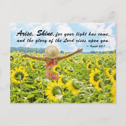 Isaiah 601_2 Arise Shine for your light has come Postcard