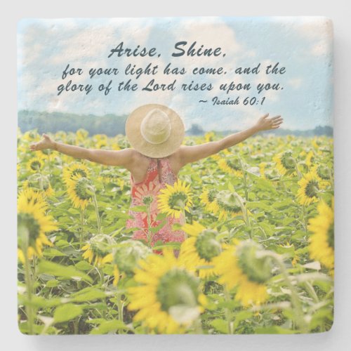 Isaiah 601 Arise Shine for Your light has come Stone Coaster