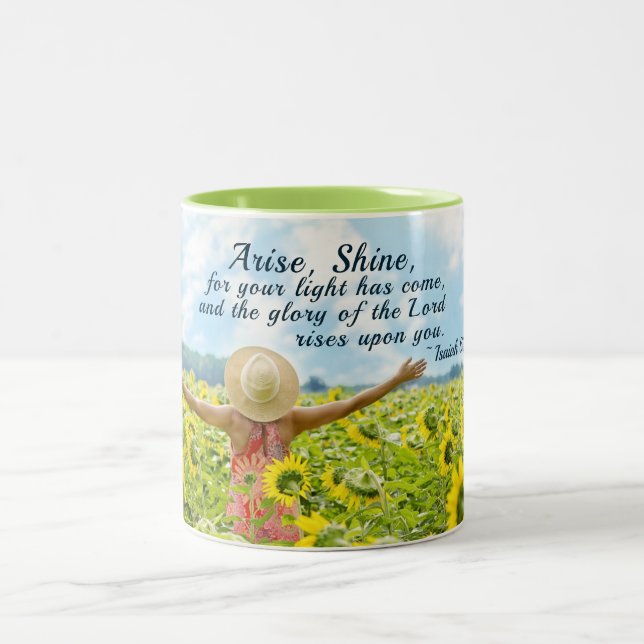 Isaiah 60:1 Arise Shine for Your light has come Two-Tone Coffee Mug (Center)