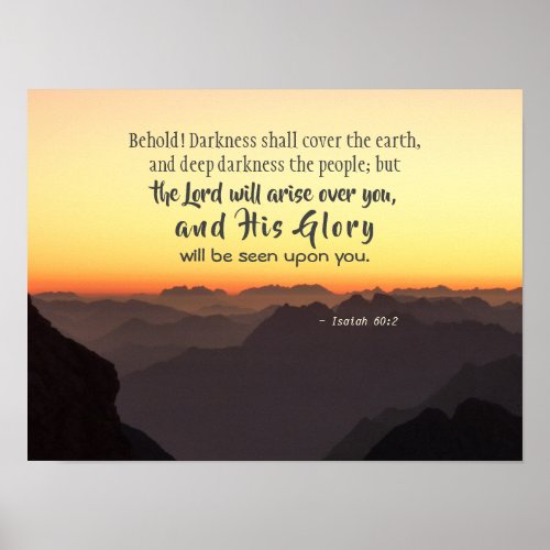 Isaiah 602 Darkness shall cover the Earth Bible Poster