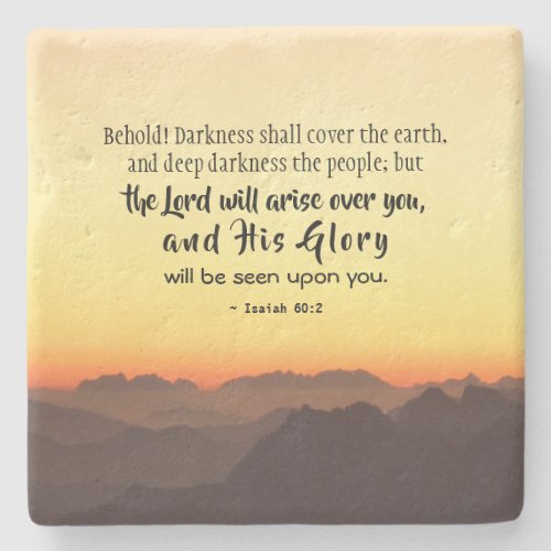 Isaiah 602 Darkness shall cover the Earth Bible Stone Coaster