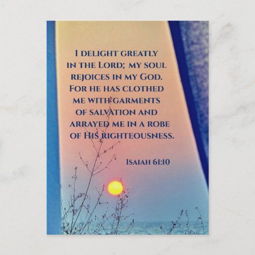 Isaiah 6110 I Delight Greatly in the Lord Bible Postcard