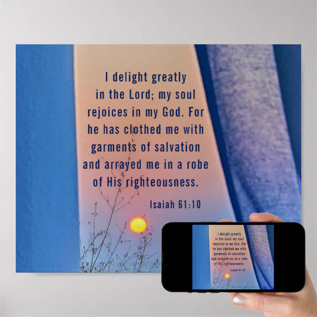 Isaiah 61:10 I Delight Greatly In The Lord Bible Poster | Zazzle