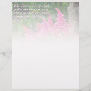 Isaiah 61:11 Pink Floral Inspirational Letterhead