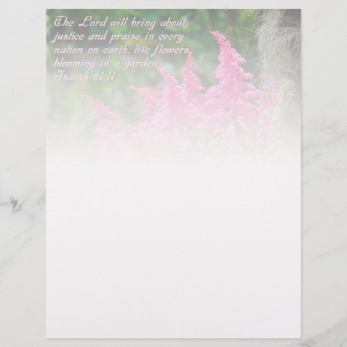 Isaiah 6111 Pink Floral Inspirational Letterhead