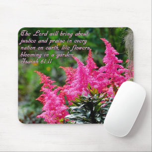 Isaiah 61:11 Pink Floral Inspirational Mouse Pad