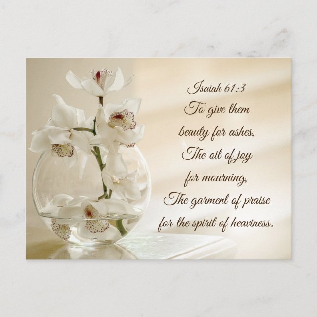 Isaiah 61:3 Beauty for Ashes Bible Verse Orchid Postcard (Front)