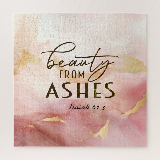 Isaiah 61 3 Beauty from Ashes Bible Verse Pink  Jigsaw Puzzle (Vertical)