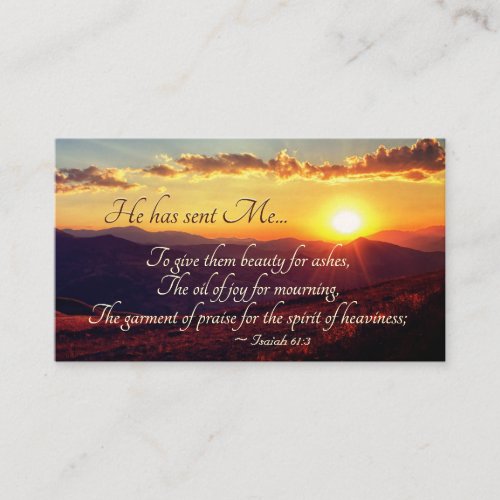 Isaiah 613 Oil of Joy for Mourning Bible Verse Business Card