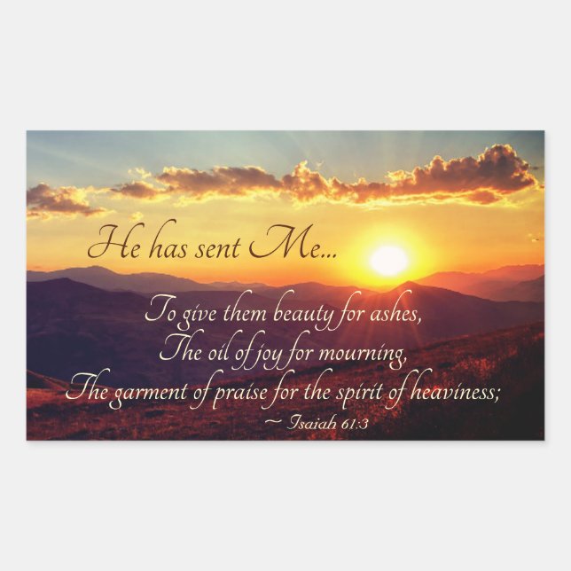 Isaiah 61:3 Oil of Joy for Mourning, Bible Verse Rectangular Sticker (Front)