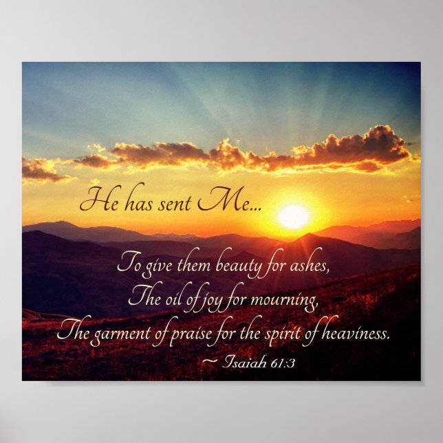 Isaiah 61:3 The Garment of Praise, Bible Verse Poster (Front)
