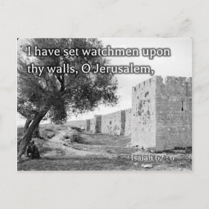 Isaiah 62:6 on the walls of Jerusalem Postcard