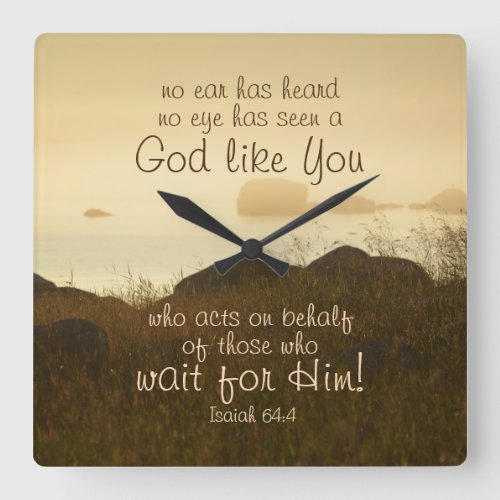 Isaiah 644 Bible Verse Beautiful Ocean Shorline Square Wall Clock